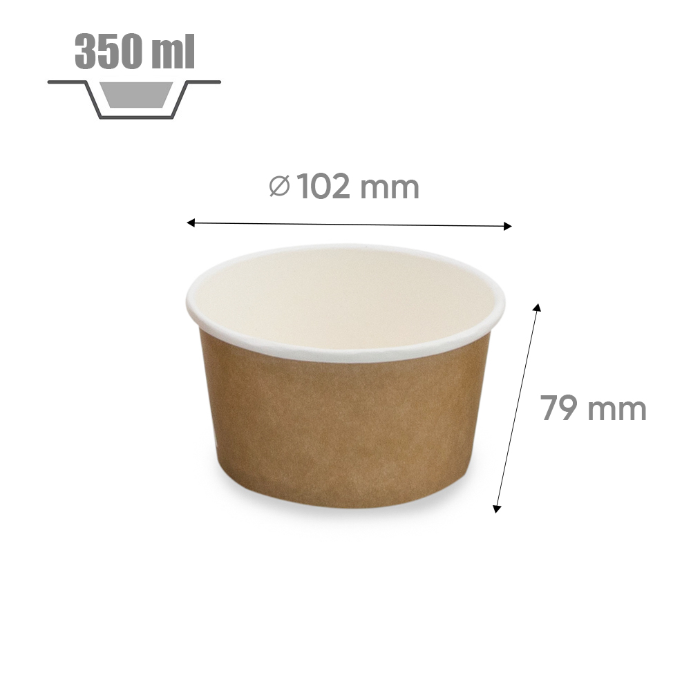 Pot à glace / dessert en carton kraft brun 350 ml 12 oz